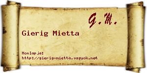 Gierig Mietta névjegykártya